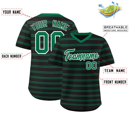 Custom Black Kelly Green Personalized Horizontal Stripe Authentic Pullover Baseball Jersey