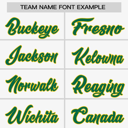 Custom White Kelly Green-Gold Personalized Horizontal Stripe Authentic Pullover Baseball Jersey