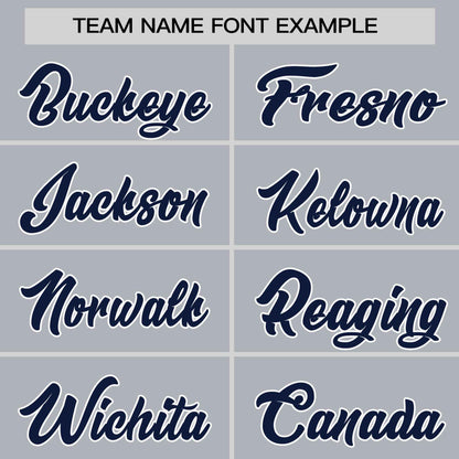 Custom Gray Navy Personalized Horizontal Stripe Authentic Pullover Baseball Jersey