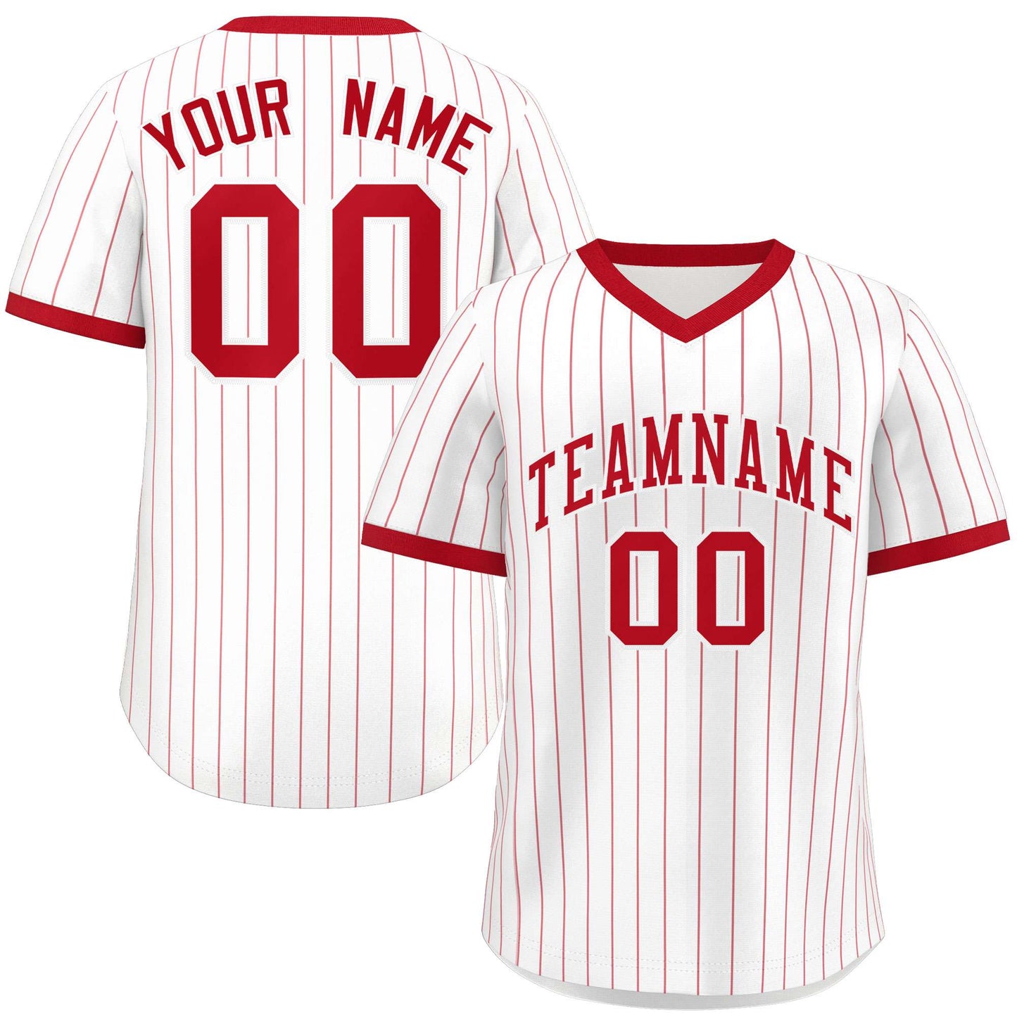 Custom White Red Stripe Fashion Authentic Pullover Baseball Jersey