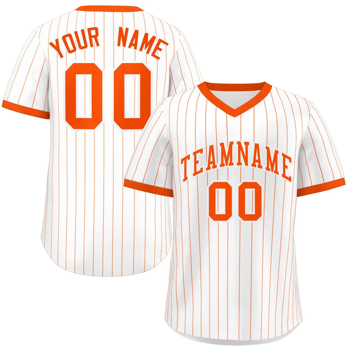 Custom White Orange Stripe Fashion Authentic Pullover Baseball Jersey