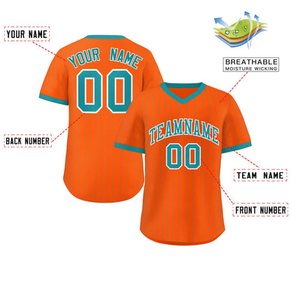 Custom Orange Aqua Stripe Fashion Authentic Pullover Baseball Jersey