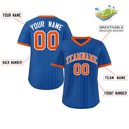 Custom Royal Orange Stripe Fashion Authentic Pullover Baseball Jersey