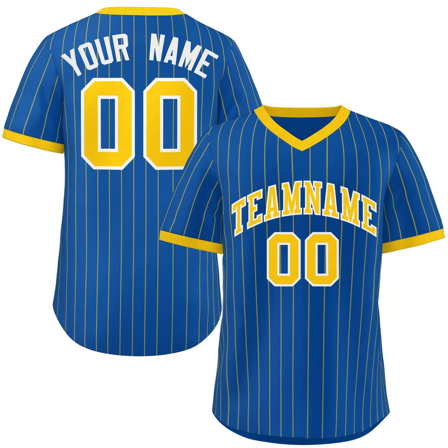 Custom Royal Gold Stripe Fashion Authentic Pullover Baseball Jersey