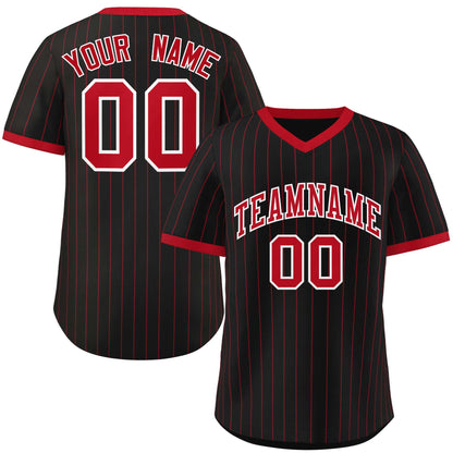 Custom Black Red Stripe Fashion Authentic Pullover Baseball Jersey