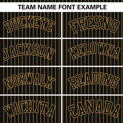 Custom Black Old Gold Stripe Fashion Authentic Pullover Baseball Jersey