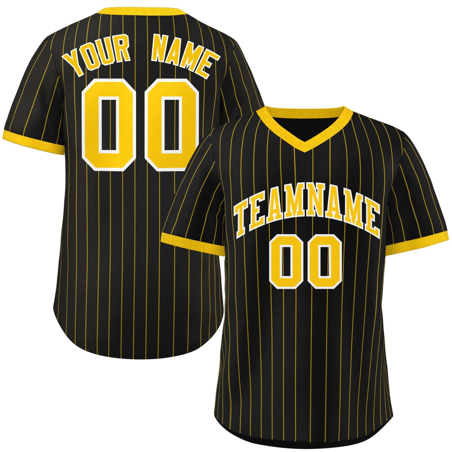 Custom Black Gold Stripe Fashion Authentic Pullover Baseball Jersey