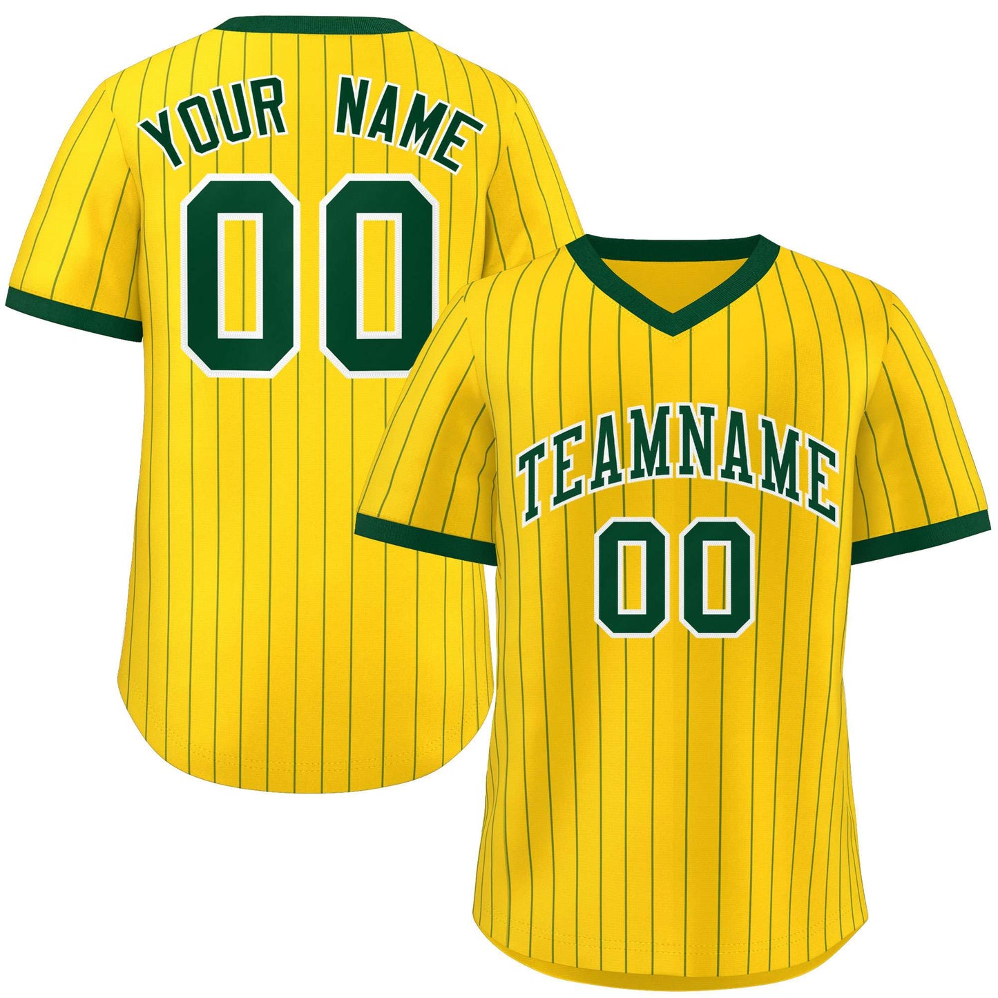 Custom Gold Green Stripe Fashion Authentic Pullover Baseball Jersey