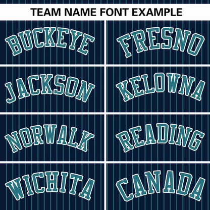 Custom Navy Aqua Stripe Fashion Authentic Pullover Baseball Jersey