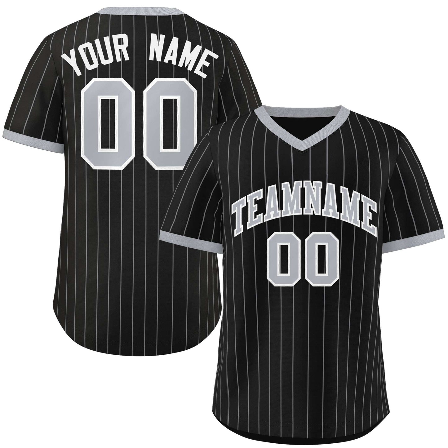 Custom Black Gray Stripe Fashion Authentic Pullover Baseball Jersey