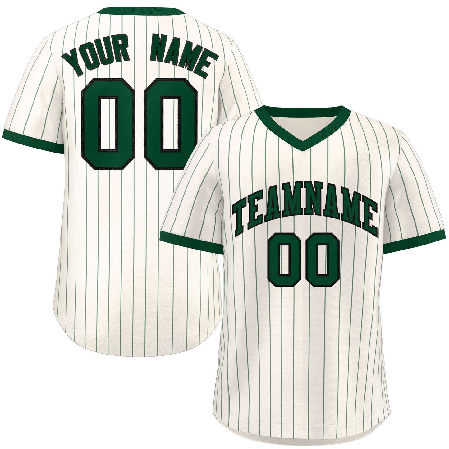 Custom Cream Green Stripe Fashion Authentic Pullover Baseball Jersey