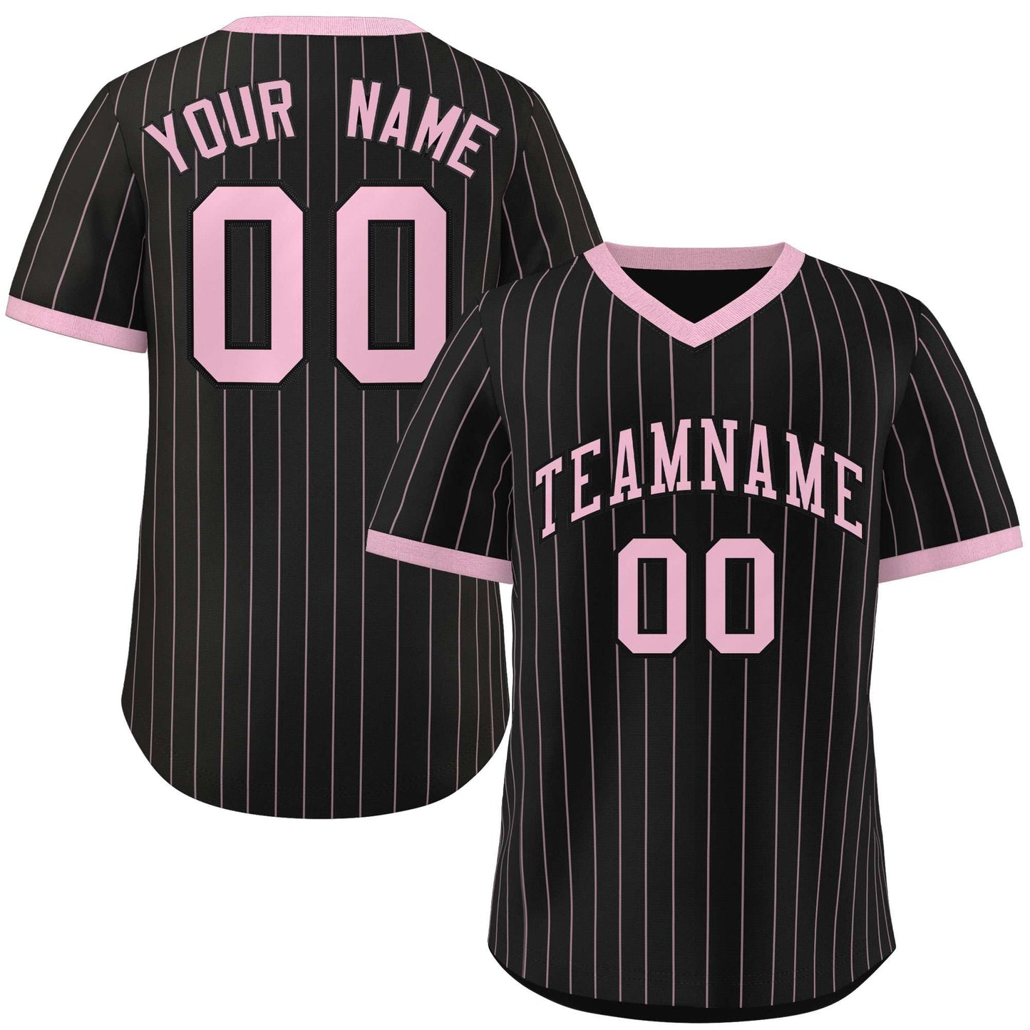 Custom Black Light Pink Stripe Fashion Authentic Pullover Baseball Jersey