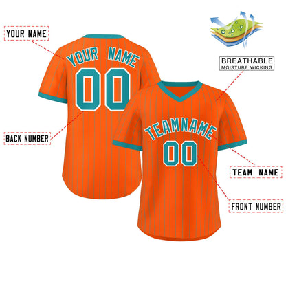 Custom Orange Aqua Stripe Fashion Authentic Pullover Baseball Jersey