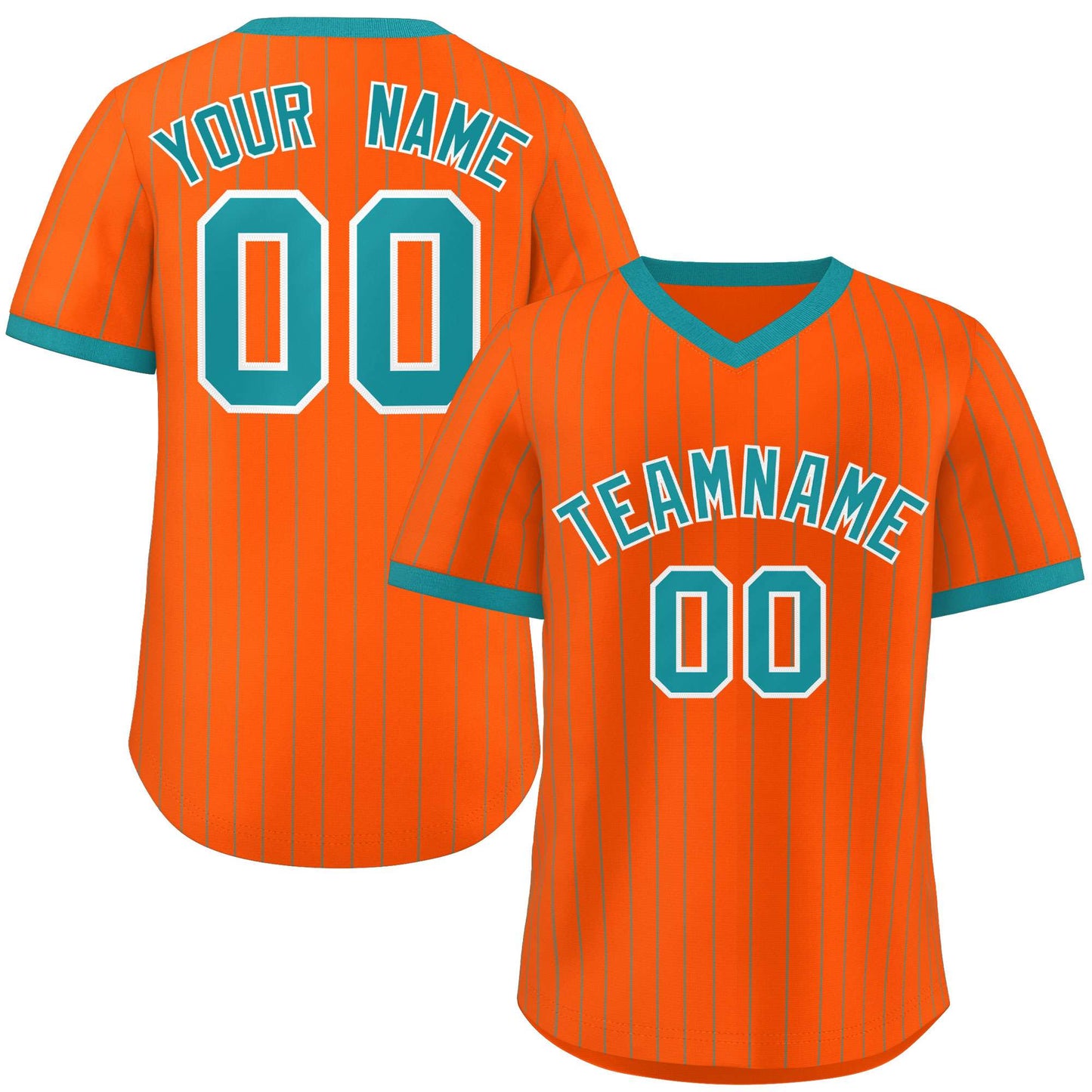 Custom Orange Aqua Stripe Fashion Authentic Pullover Baseball Jersey