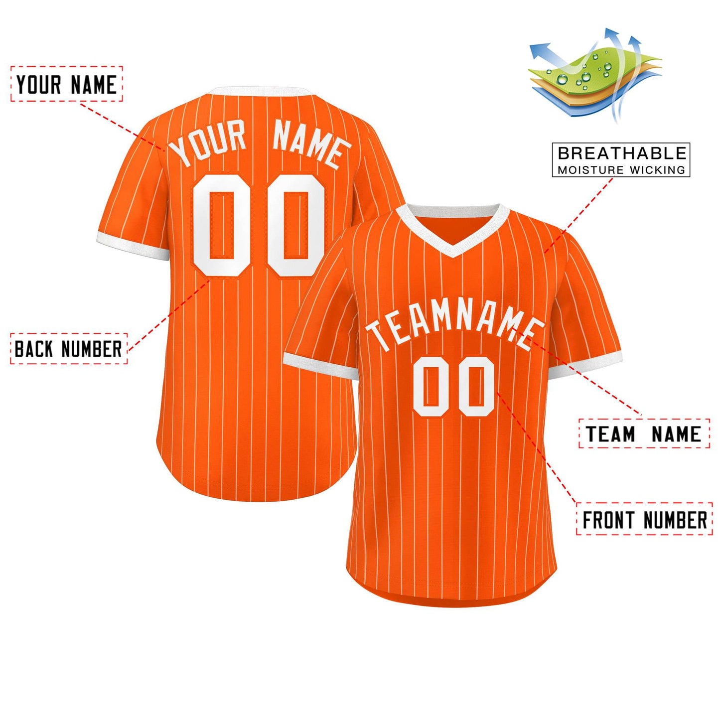 Custom Orange White Stripe Fashion Authentic Pullover Baseball Jersey