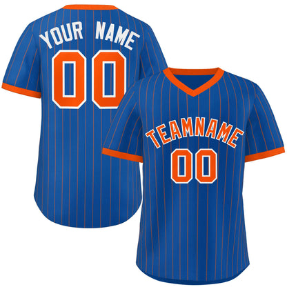 Custom Royal Orange Stripe Fashion Authentic Pullover Baseball Jersey