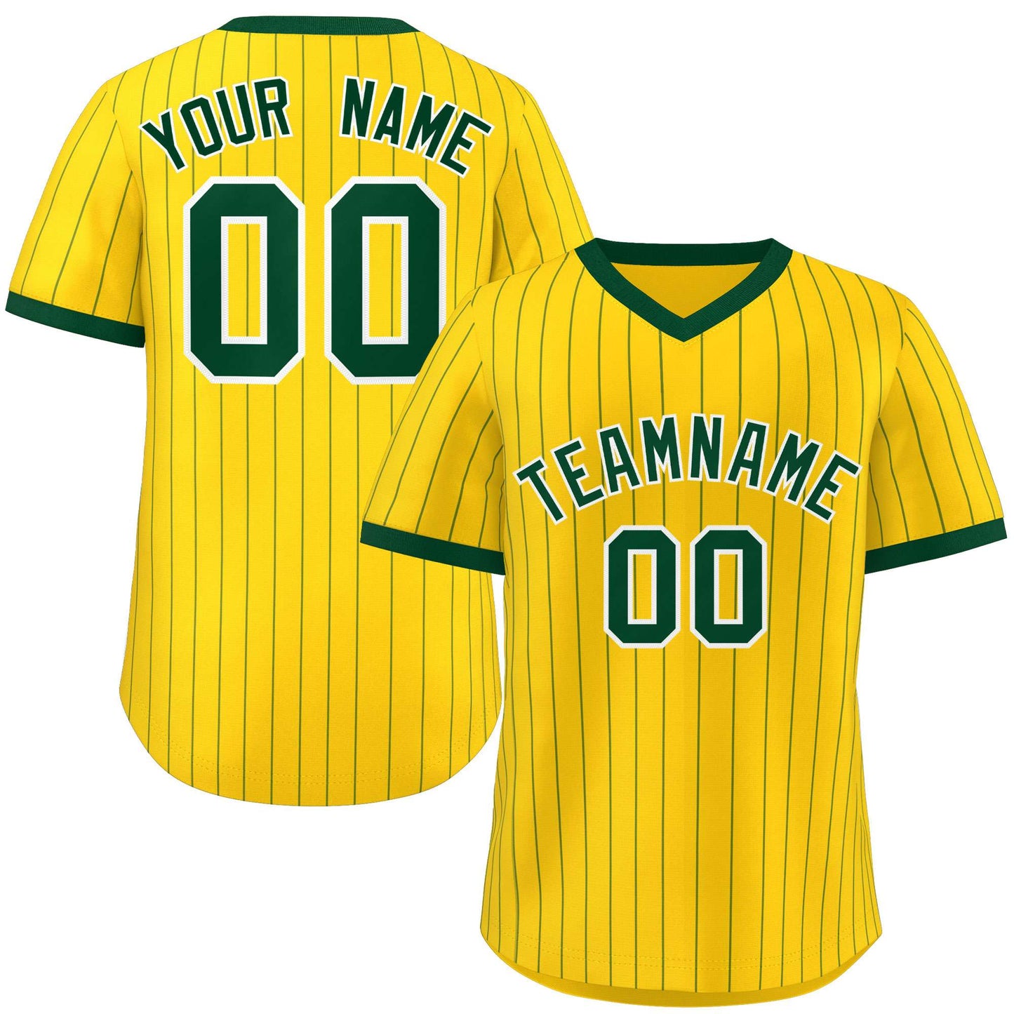 Custom Gold Green Stripe Fashion Authentic Pullover Baseball Jersey