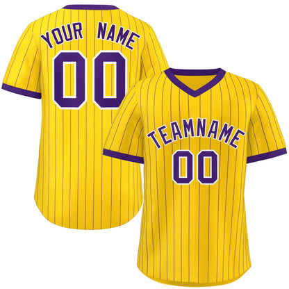 Custom Gold Purple Stripe Fashion Authentic Pullover Baseball Jersey