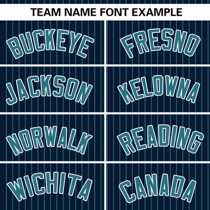 Custom Navy Aqua Stripe Fashion Authentic Pullover Baseball Jersey