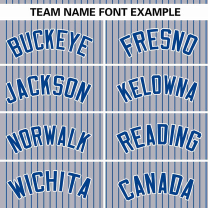 Custom Gray Royal Stripe Fashion Authentic Pullover Baseball Jersey