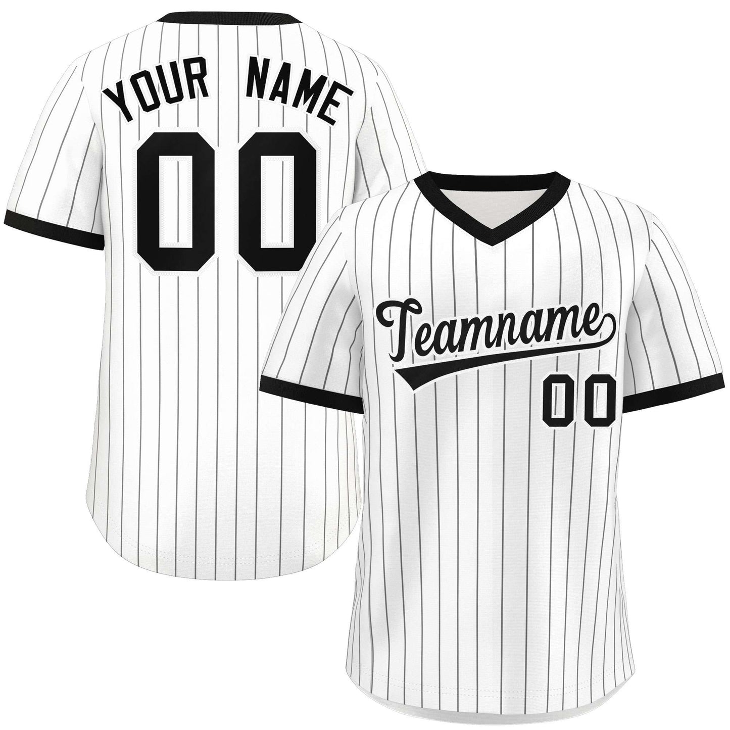 Custom White Black Stripe Fashion Authentic Pullover Baseball Jersey