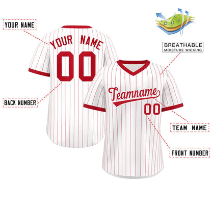 Custom White Red Stripe Fashion Authentic Pullover Baseball Jersey