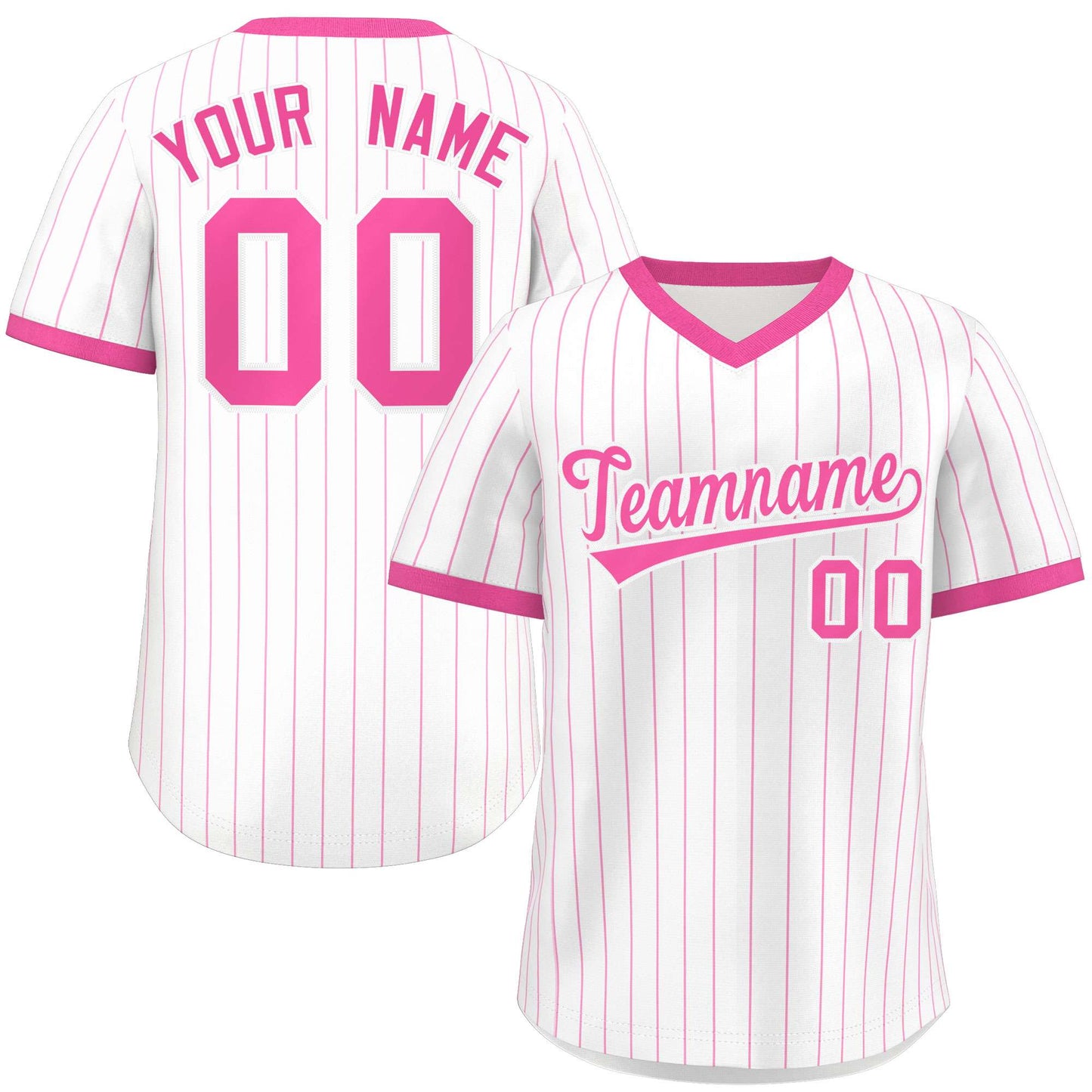 Custom White Pink Stripe Fashion Authentic Pullover Baseball Jersey