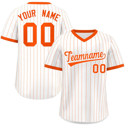 Custom White Orange Stripe Fashion Authentic Pullover Baseball Jersey