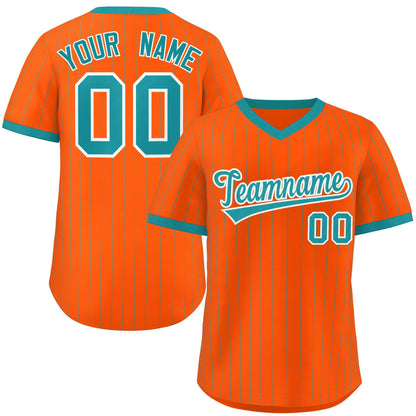 Custom Orange Aqua Stripe Fashion Authentic Pullover Baseball Jersey