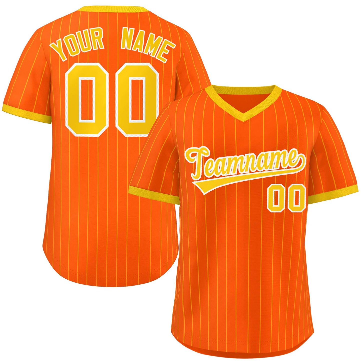 Custom Orange Gold Stripe Fashion Authentic Pullover Baseball Jersey