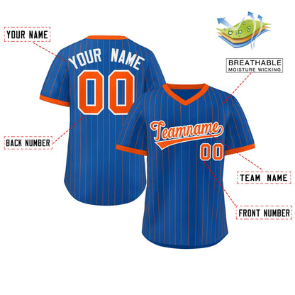 Custom Royal Orange Stripe Fashion Authentic Pullover Baseball Jersey