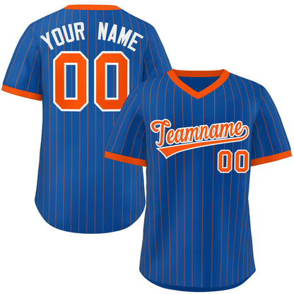 Custom Royal Orange Stripe Fashion Authentic Pullover Baseball Jersey