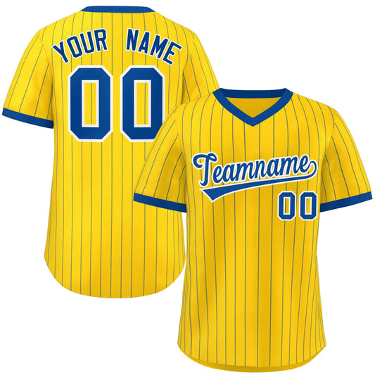 Custom Gold Royal Stripe Fashion Authentic Pullover Baseball Jersey