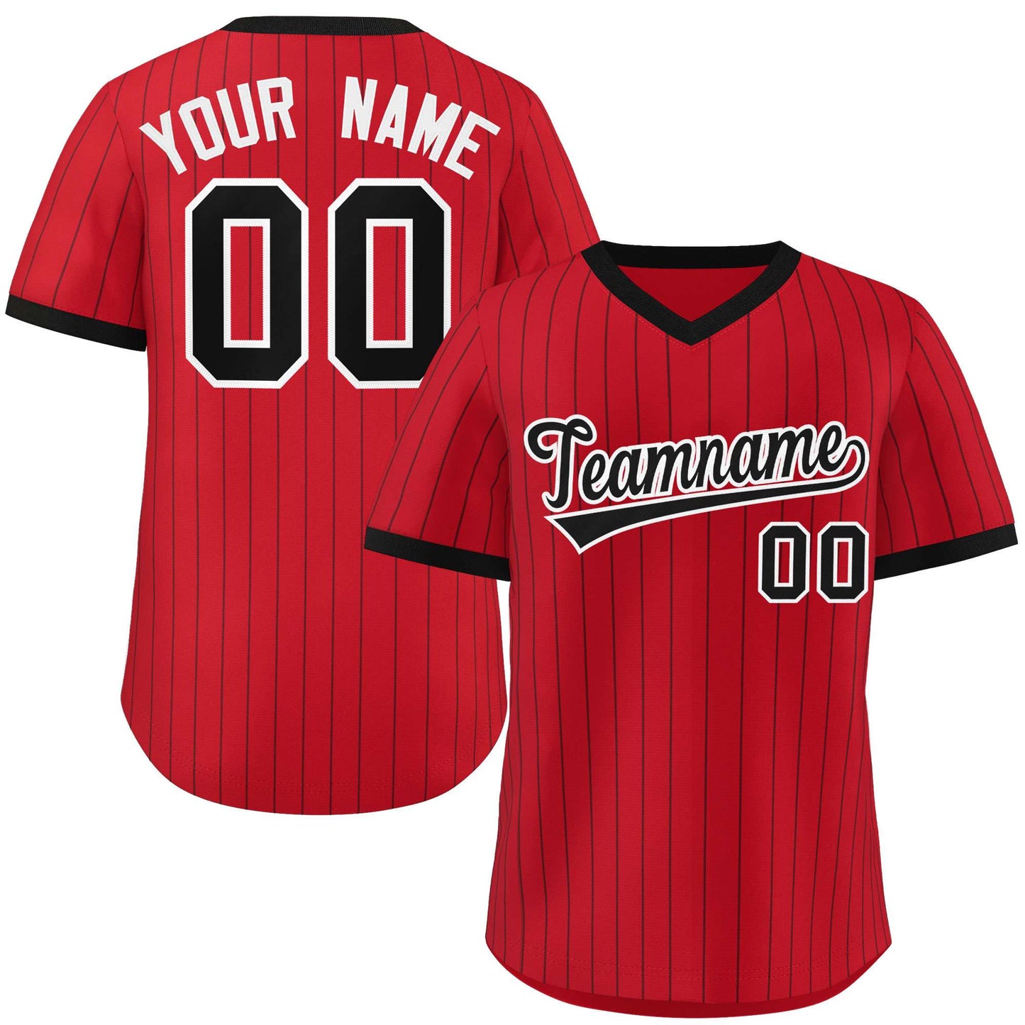 Custom Red Black Stripe Fashion Authentic Pullover Baseball Jersey