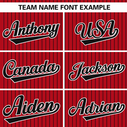 Custom Red Black Stripe Fashion Authentic Pullover Baseball Jersey