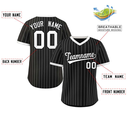 Custom Black White Stripe Fashion Authentic Pullover Baseball Jersey