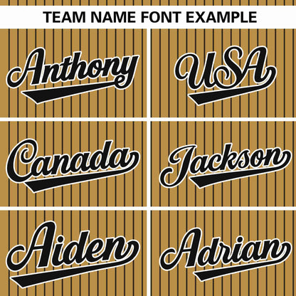 Custom Old Gold Black Stripe Fashion Authentic Pullover Baseball Jersey