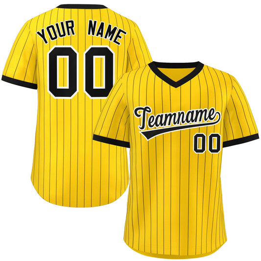 Custom Gold Black Stripe Fashion Authentic Pullover Baseball Jersey