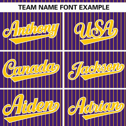 Custom Purple Gold Stripe Fashion Authentic Pullover Baseball Jersey