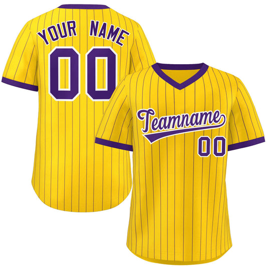 Custom Gold Purple Stripe Fashion Authentic Pullover Baseball Jersey