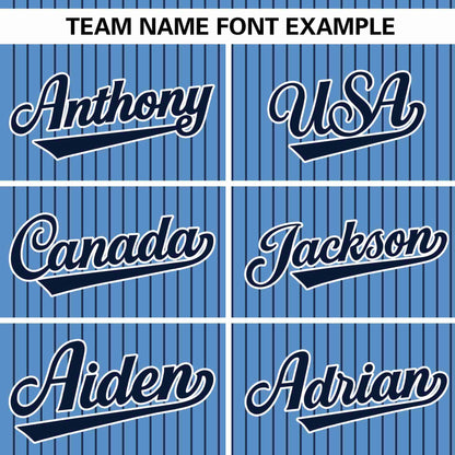 Custom Light Blue Navy Stripe Fashion Authentic Pullover Baseball Jersey