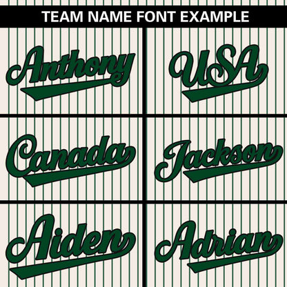 Custom Cream Green Stripe Fashion Authentic Pullover Baseball Jersey