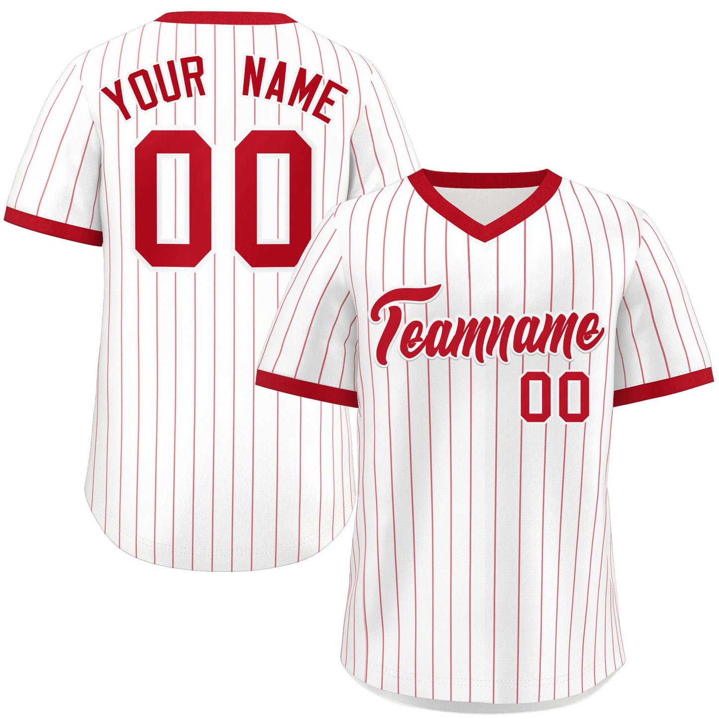 Custom White Red Stripe Fashion Authentic Pullover Baseball Jersey