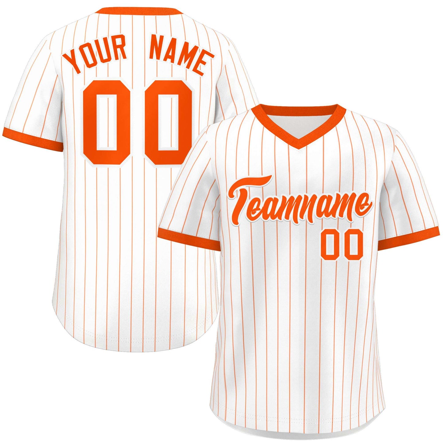 Custom White Orange Stripe Fashion Authentic Pullover Baseball Jersey