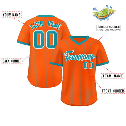 Custom Orange Aqua Stripe Fashion Authentic Pullover Baseball Jersey