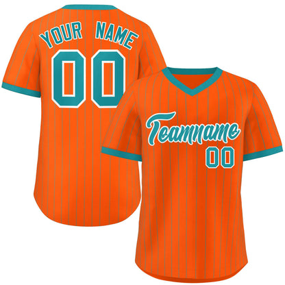 Custom Orange Aqua Stripe Fashion Authentic Pullover Baseball Jersey