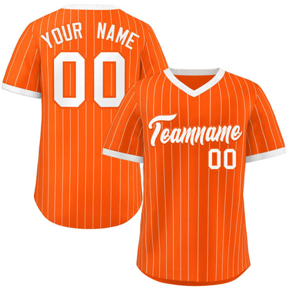 Custom Orange White Stripe Fashion Authentic Pullover Baseball Jersey