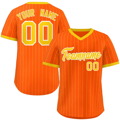 Custom Orange Gold Stripe Fashion Authentic Pullover Baseball Jersey