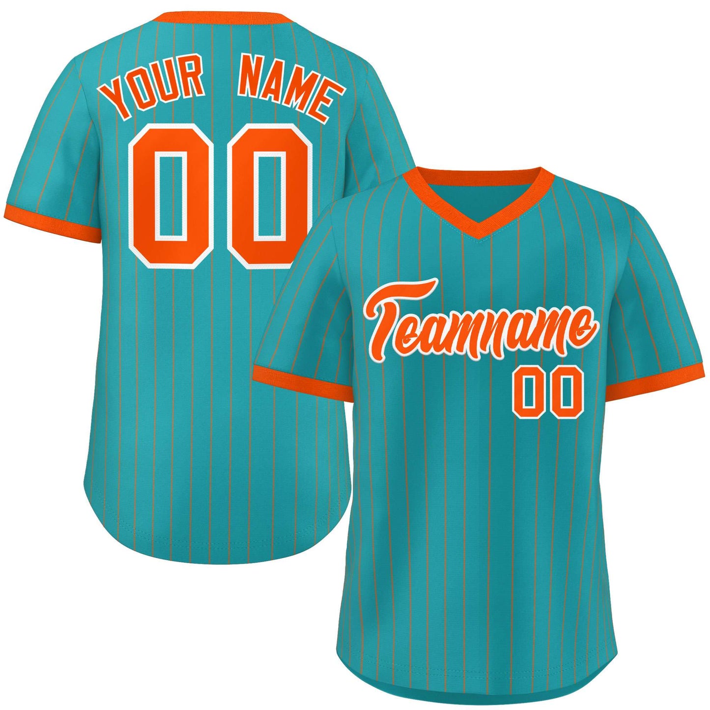 Custom Aqua Orange Stripe Fashion Authentic Pullover Baseball Jersey