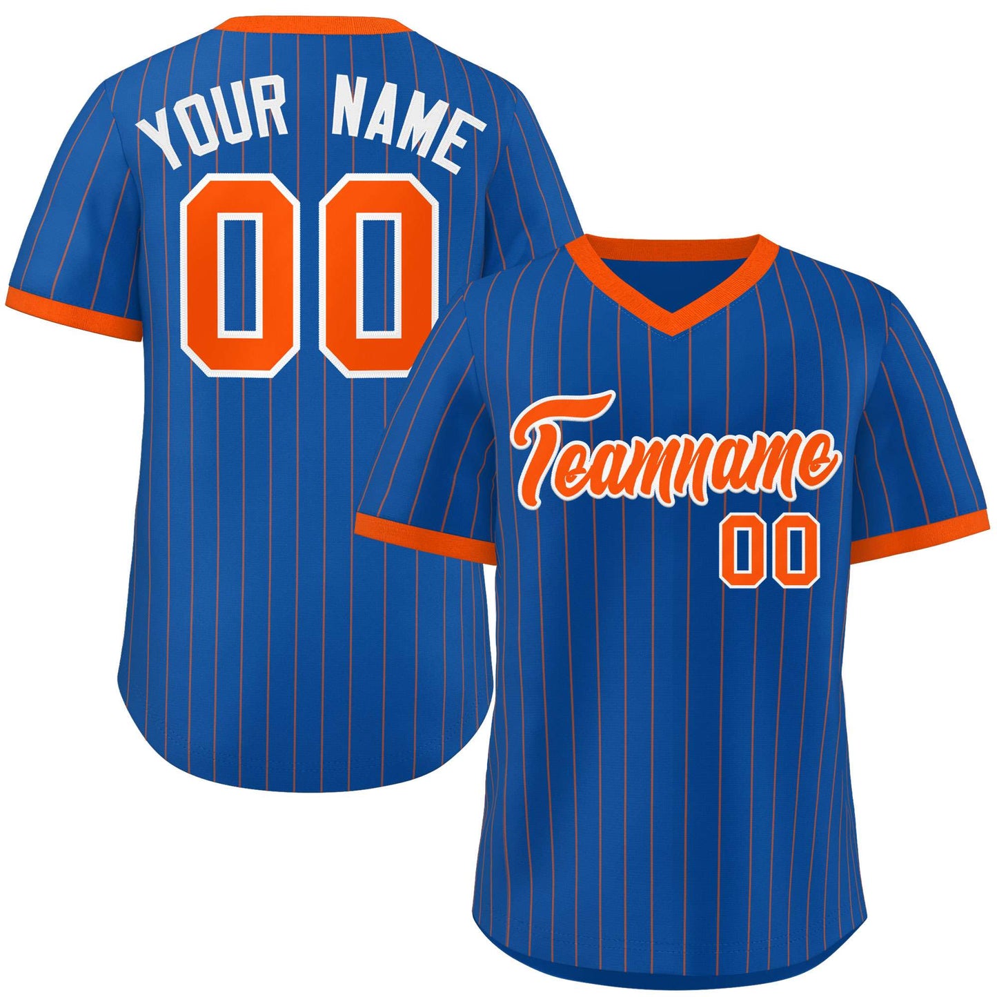 Custom Royal Orange Stripe Fashion Authentic Pullover Baseball Jersey